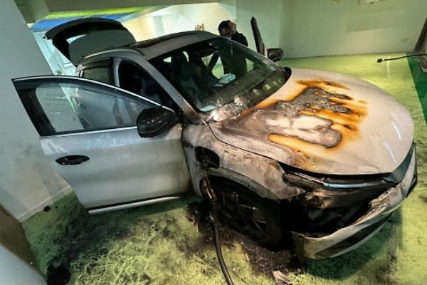 Car Owner Escapes From Burning Electric Car After Catching Fire While Charging At A Station