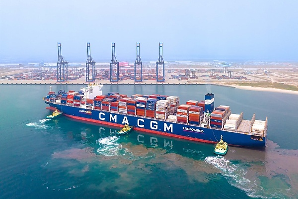 LNG-powered Container Ship, CMA CGM SCANDOLA, Arrives Lekki Deep Sea Port