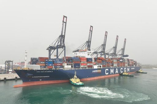 Arrival of CMA CGM SCANDOLA, a Liquefied Natural Gas-Powered Container Ship, at Lekki Deep Sea Port