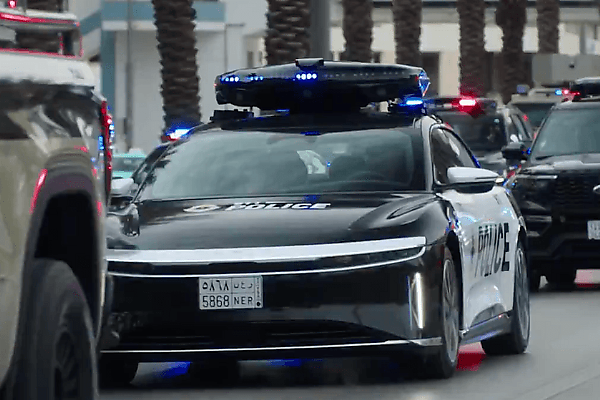 Lucid Air EV Joins Saudi Arabia Police Force, Features Drone Carrier On Its Roof