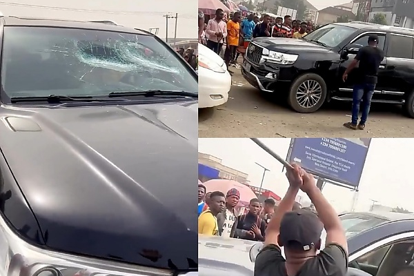Angry Sienna Owner Breaks Toyota Land Cruiser Windscreen In Road Rage Between Nigerian Motorists