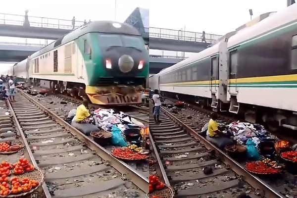 Tracks Are For Trains : LASG Dislodges Traders Selling Wares On Rail Lines To Avert Accident