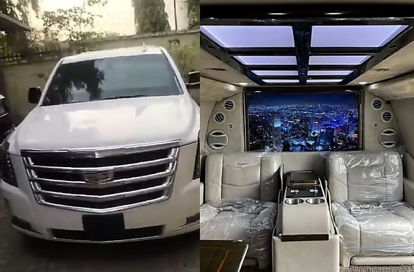 Senator Omisore Gifts Ooni Of Ife A Bulletproof Cadillac Escalade, Features Giant TV, Captain Chairs
