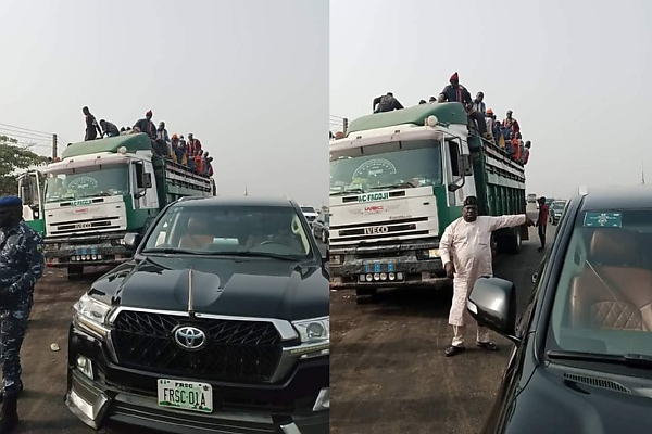 FRSC Head Halts Convoy to Detain Overloaded Truck Transporting Goods and Passengers