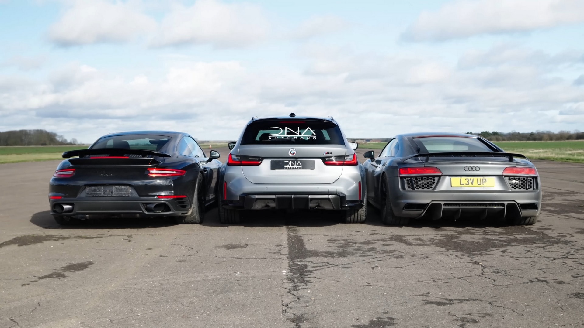 German Power Showdown Porsche, Audi, and BMW Drag Race Duel