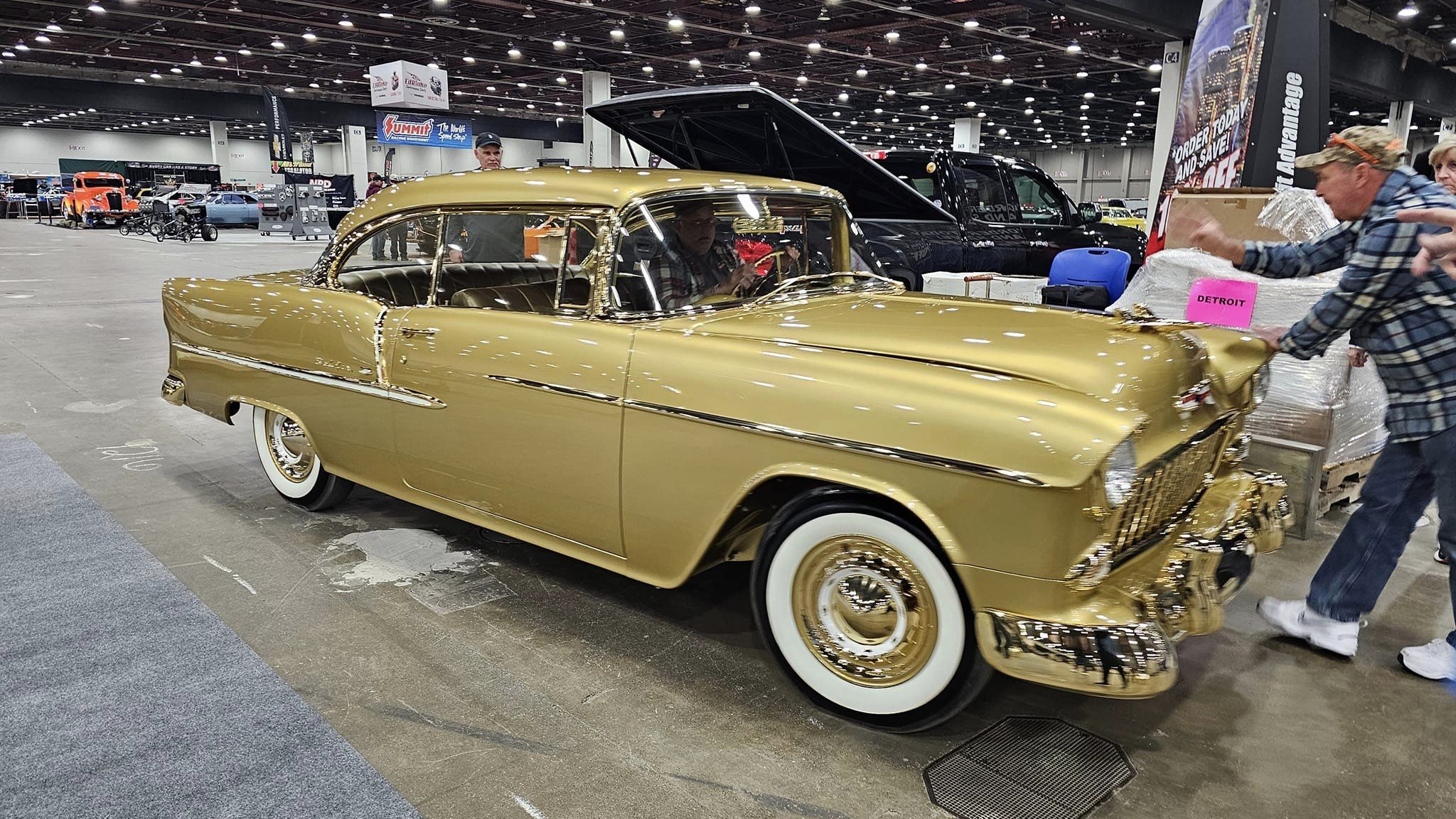 Golden Glory 1955 Chevy Bel Air Replica Shines
