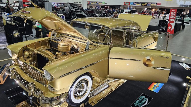 Golden Glory 1955 Chevy Bel Air Replica Shines