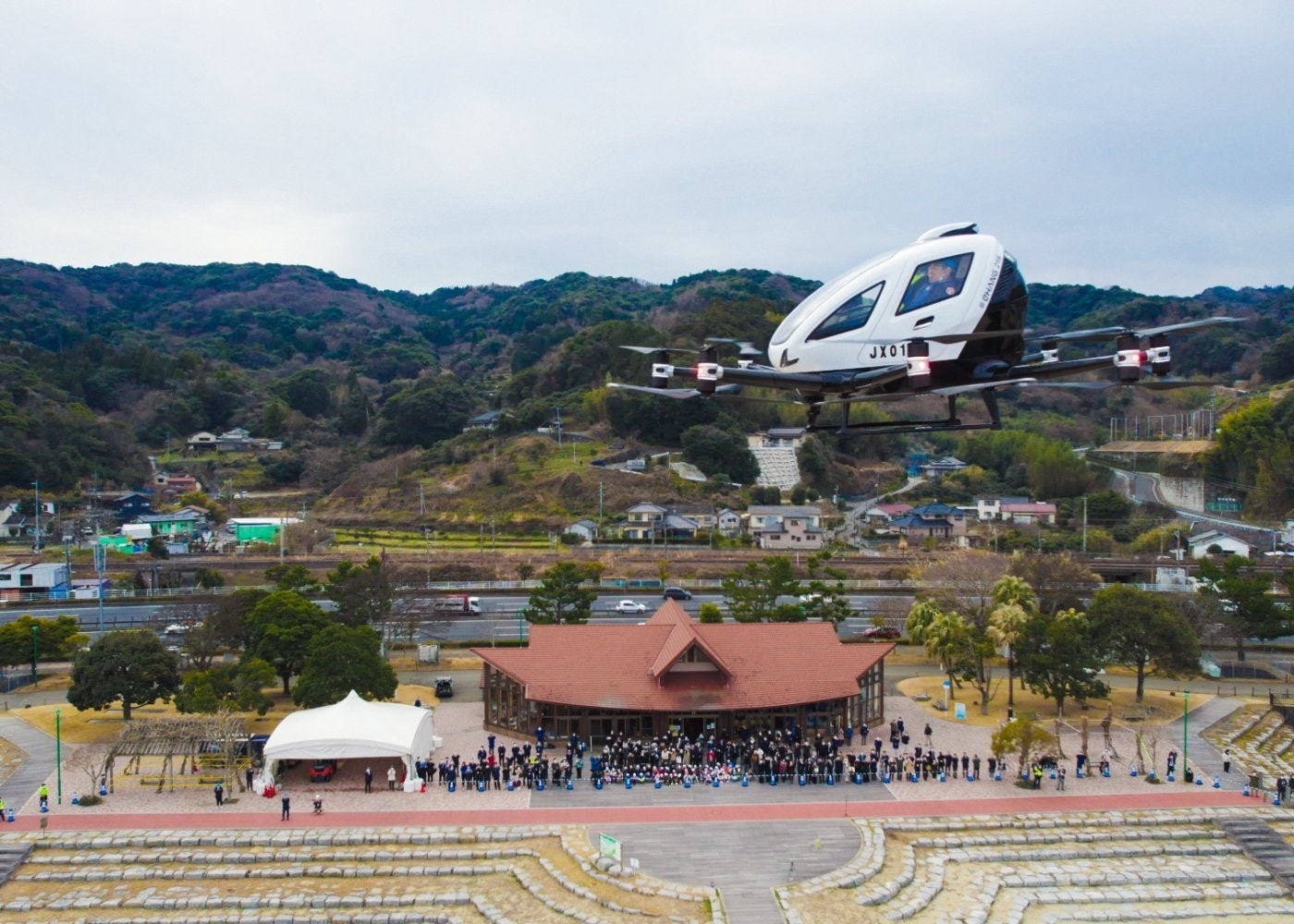 Japan's First UAM Hub EHang EH216-S Takes Flight in Kanto