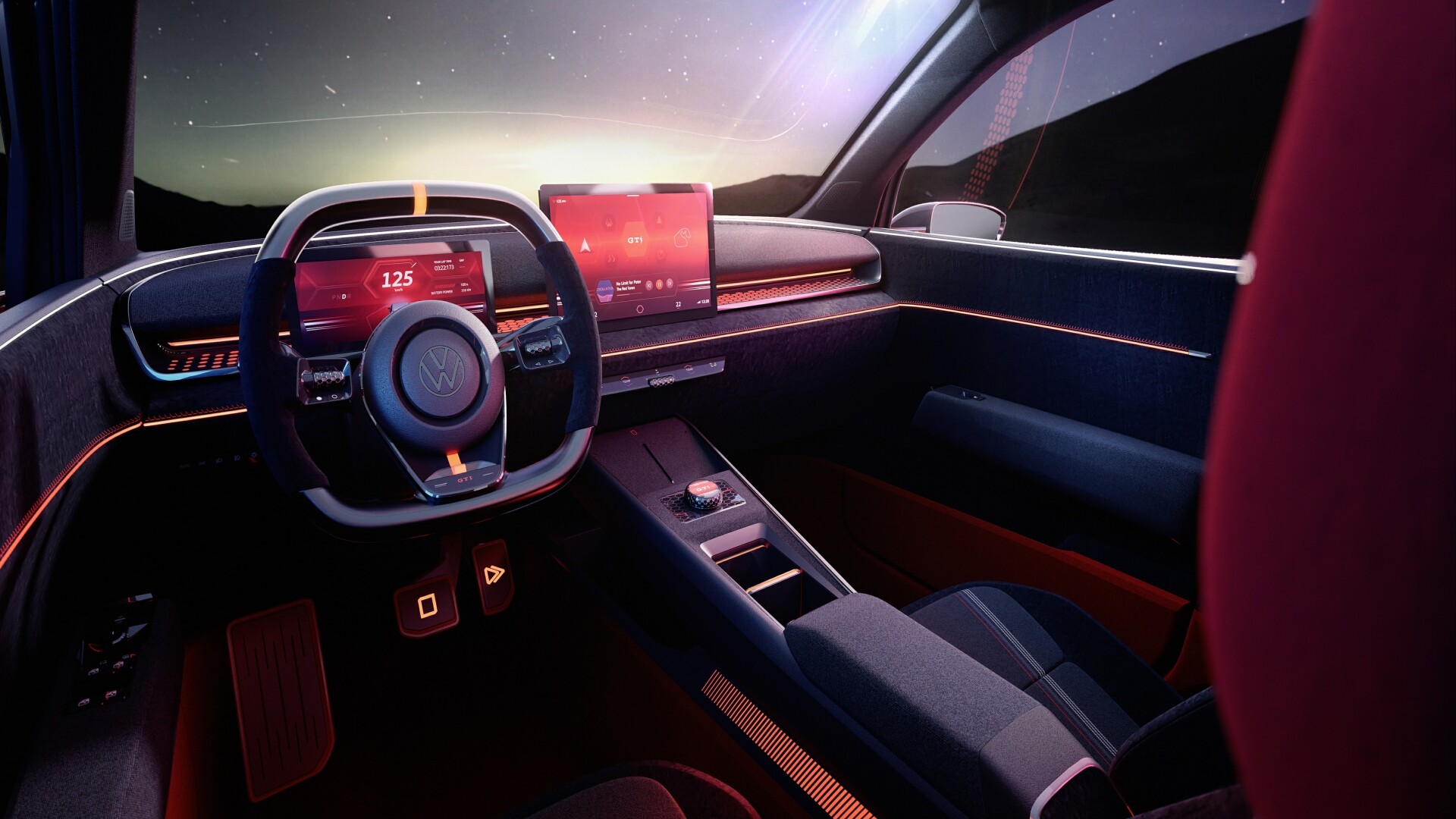 The Concept Interior, Steering, And Center Console Of The Volkswagen ID GTI EV