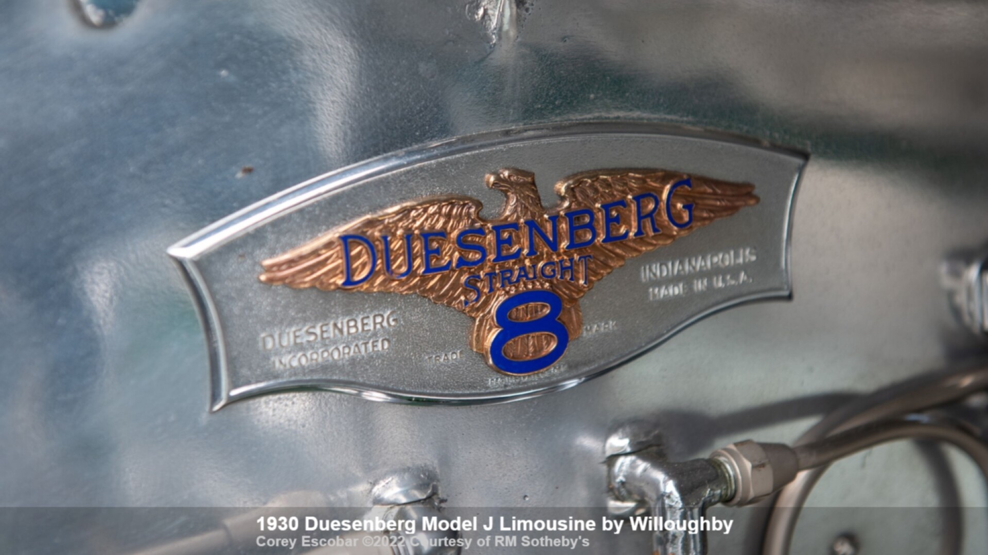 The Duesenberg Emblem On The 1930 Duesenberg Model J Limousine That Was Sold At The RM Sotheby's Auction (Credits RM Sotheby's)