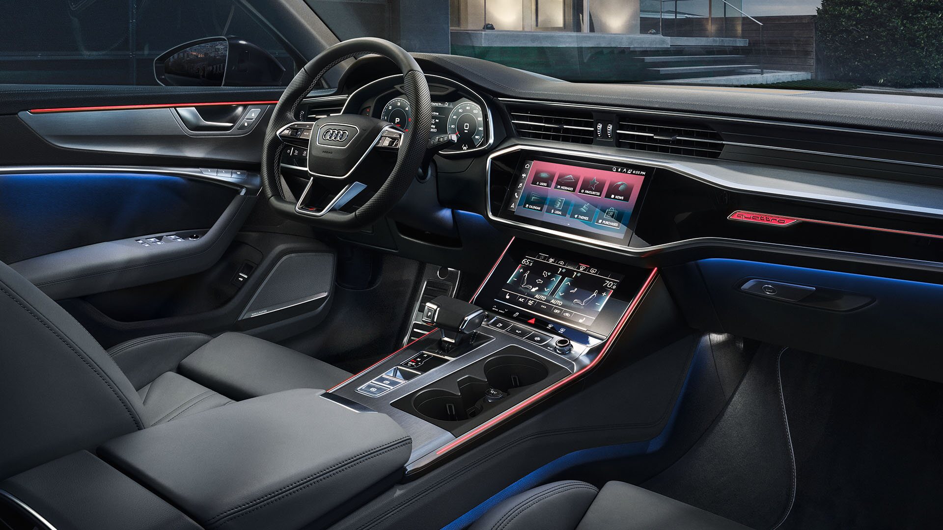 The Interior, Steering, Dashboard, And Central Console Of An Audi E-Tron (Credits Audi)