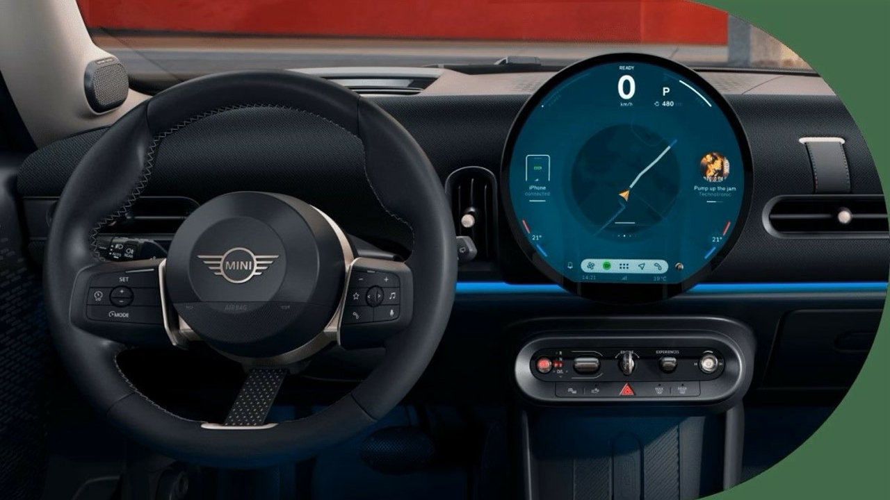 The Steering And Central Console Of A 2025 Mini Cooper S Hardtop