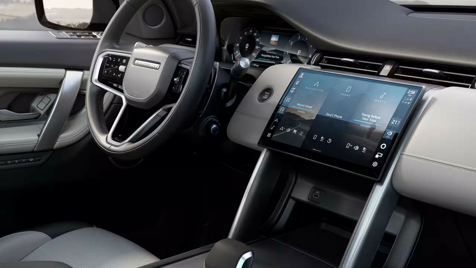 The Steering And Dashboard Of The Land Rover Discovery Sport
