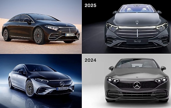 Today’s Photos : 2025 Mercedes EQS Versus 2024 Model – Front Grille Comparison Of Electric Flagship