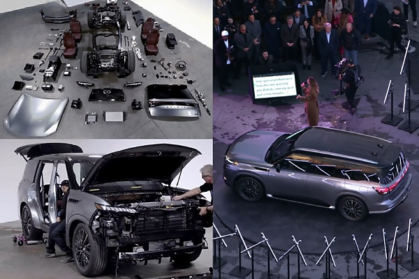 Watch : 2025 Infiniti QX80 SUV Disassembled Into Pieces To Get It Above 100-story Tower