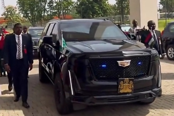 Moment President Tinubu Arrived For African Counter-Terrorism Summit In An Armored Cadillac Escalade SUV