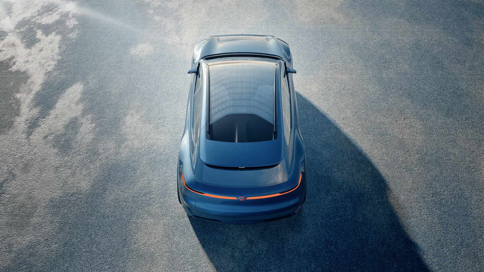 An Aerial View Of The Top And Rear Profile Of The New Volkswagen ID. CODE SUV Concept (Credits: Volkswagen Newsroom)