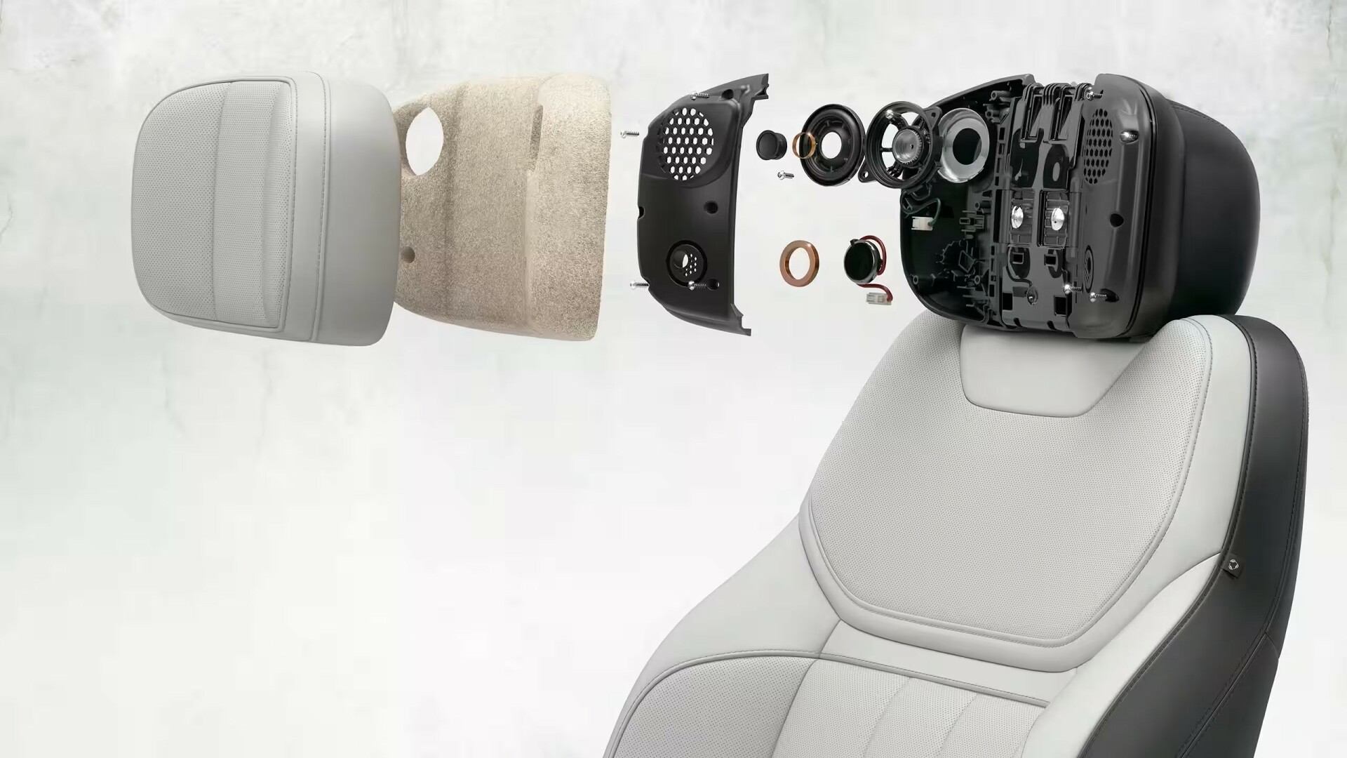 An Elxposive View Of The Components Of The Headrests In The New 2025 Range Rover Sport (Credits Land Rover)