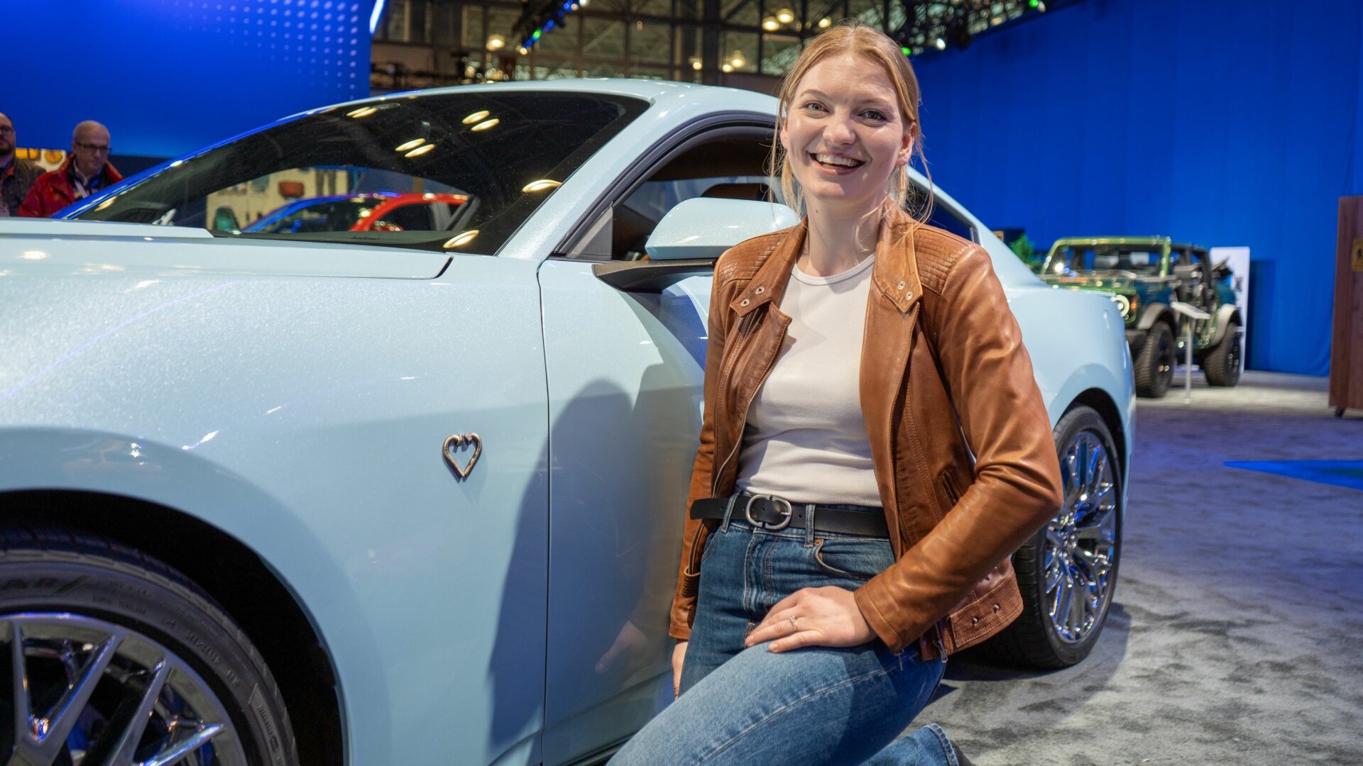 Brittley With Her Brand New Custom 2024 Ford Mustang GT Designed By Sydney Sweeney At The New York International Auto Show (Credits Ford)