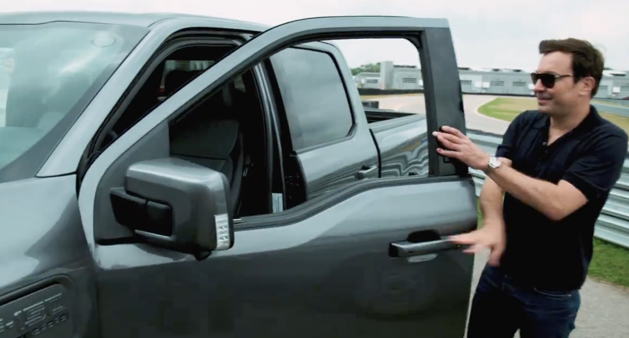 Jimmy Fallon Tests Ford F-150 Lightning with CEO Jim Farley