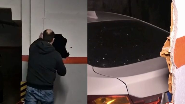 Madrid Apartment Feud BMW Trapped in Overnight Wall