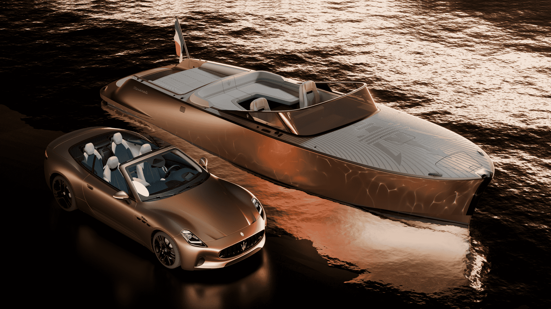 Maserati Tridente Speedboat And Maserati GranCabrio Folgore (Credits Vita)