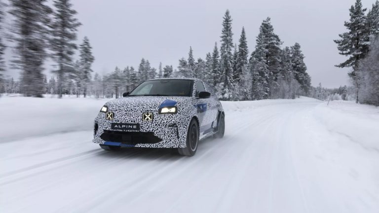 The Alpine A290 Electric Hot Hatch Getting Snow Tested (Credits Alpine)
