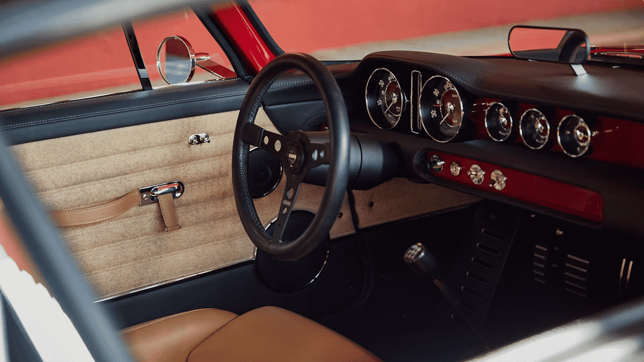 The Interior, Steering, And Dashboard Of A The Volvo P1800 Cyan GT (Credits Cyan)