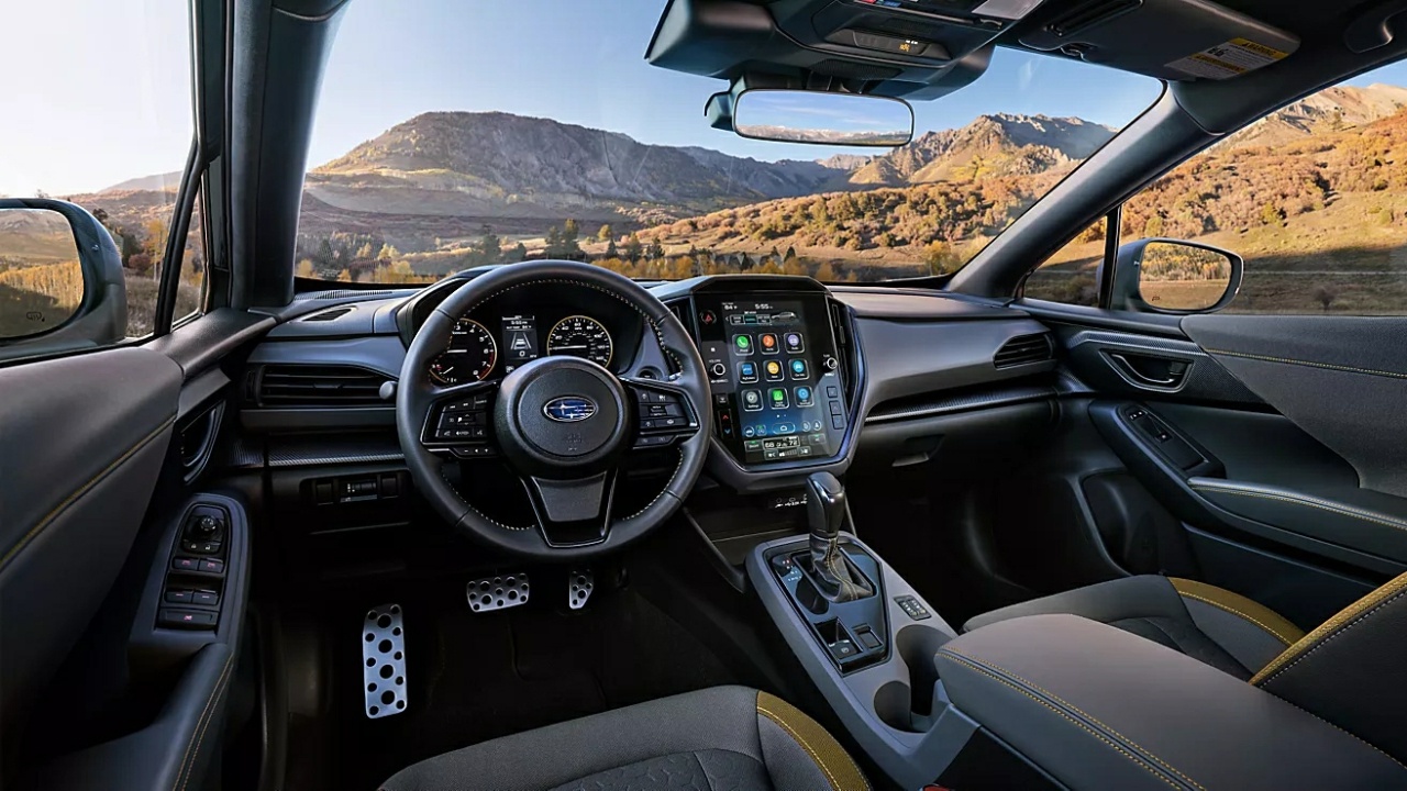 The Interior, Steering, Dashboard, And Central Console Of A 2024 Subaru Crosstrek (Credits Subaru)