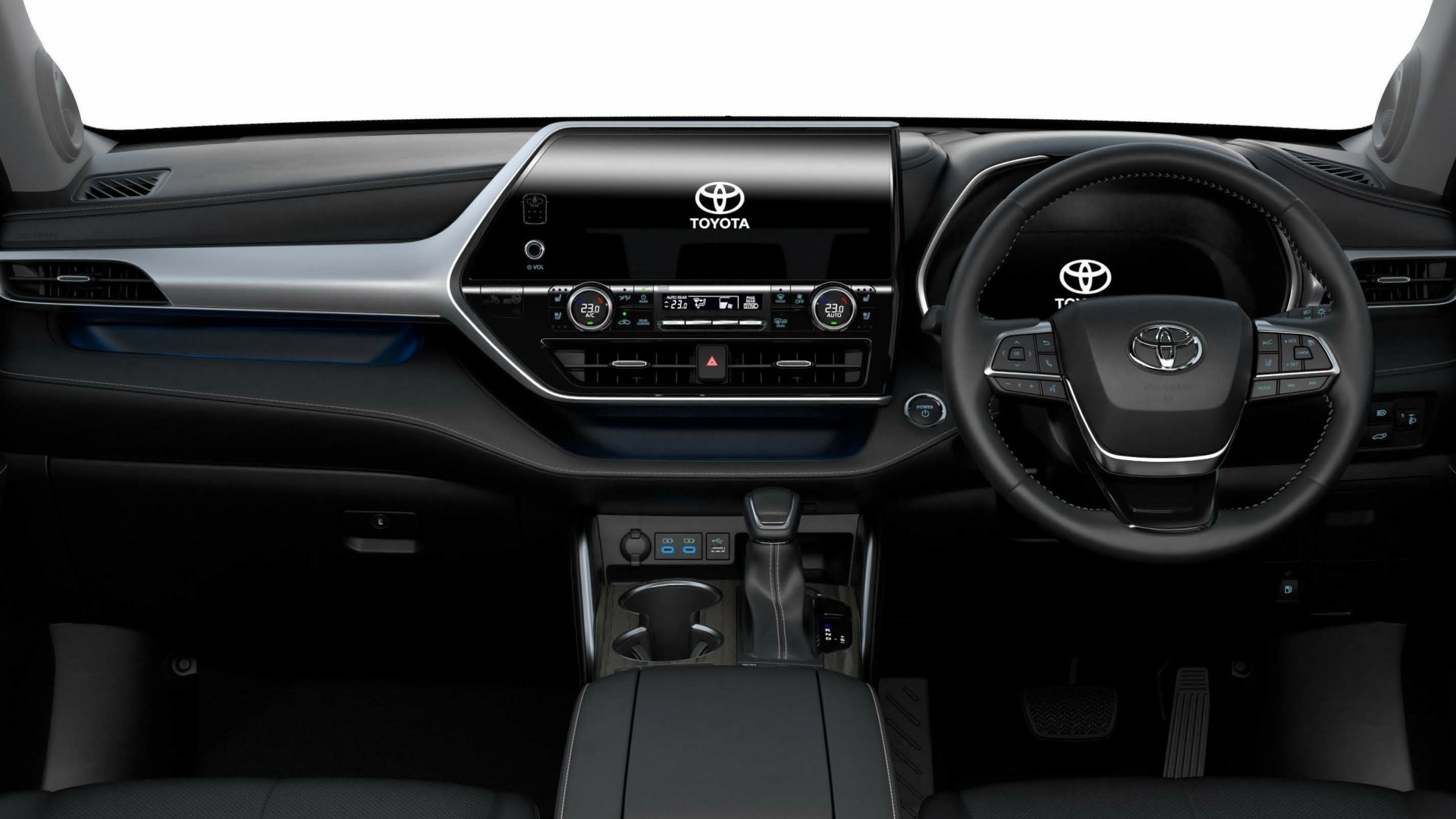 The Interior, Steering, Dashboard, And Central Console Of A 2024 Toyota Kluger (Credits Toyota Kluger Online Brochure)