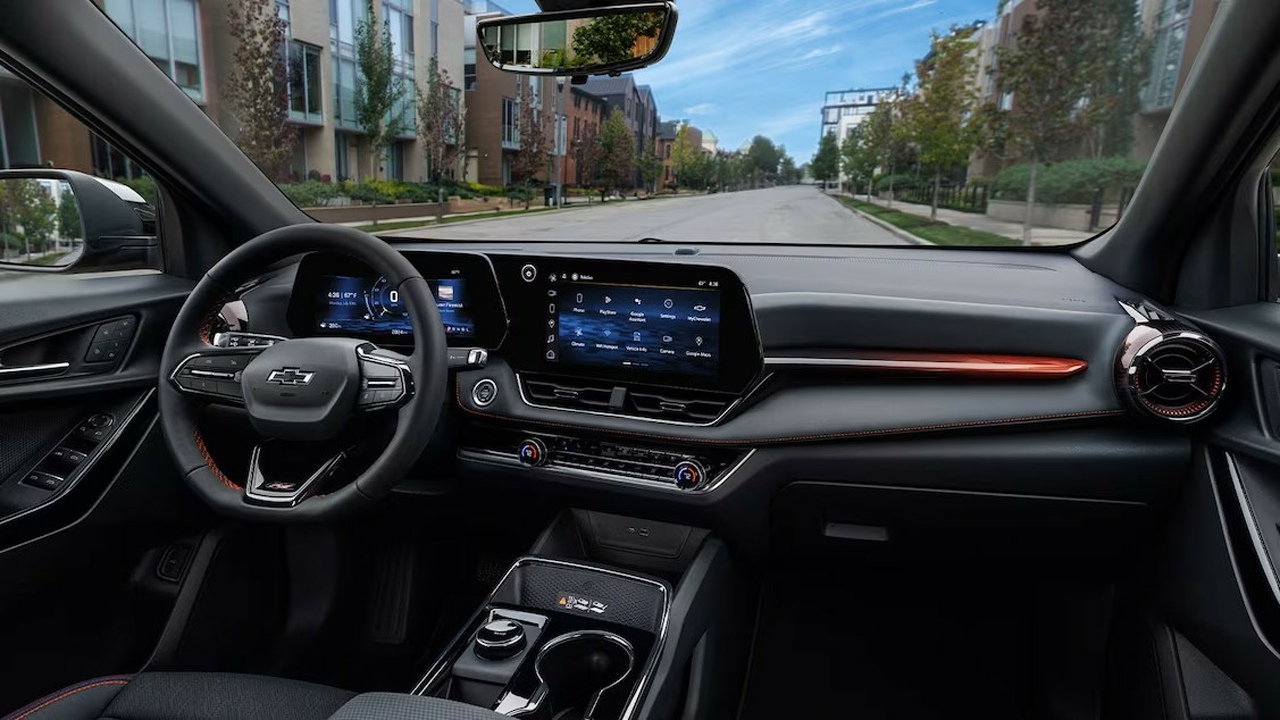 The Interior, Steering, Dashboard, And Central Console Of A 2025 Chevy Equino (Credits Chevrolet)