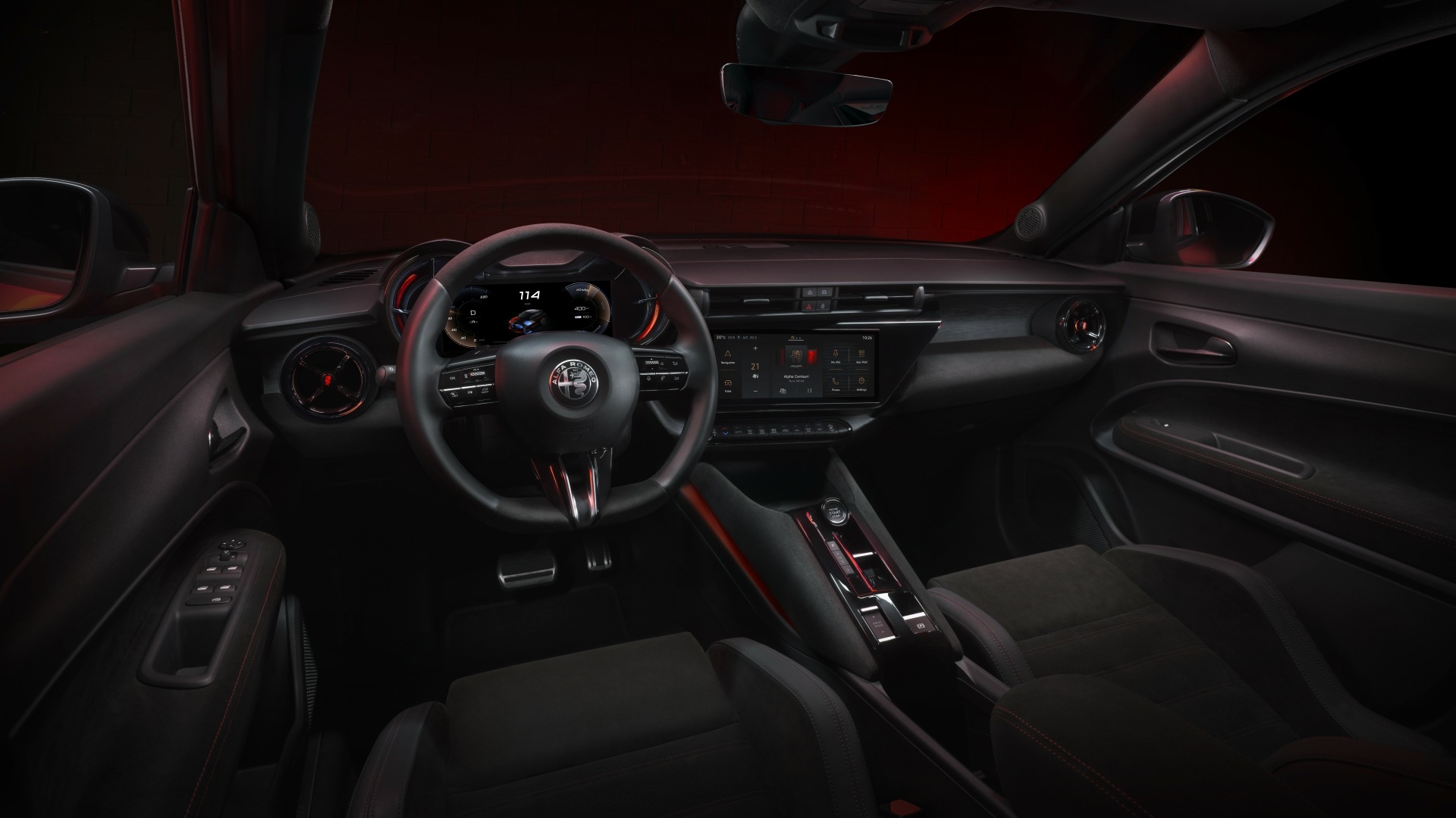 The Interior, Steering, Dashboard, And Central Console Of An Alfa Romeo Milano (Credits: Stellantis Communications)