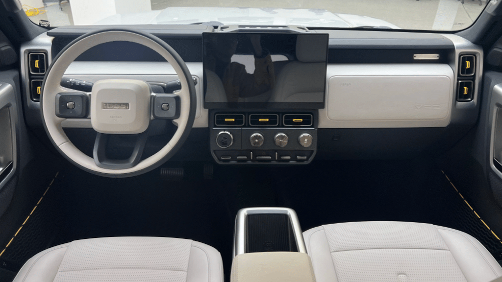 The Interior, Steering, Dashboard, And Central Console Of A Chery iCar V23 (Credits Car News China)