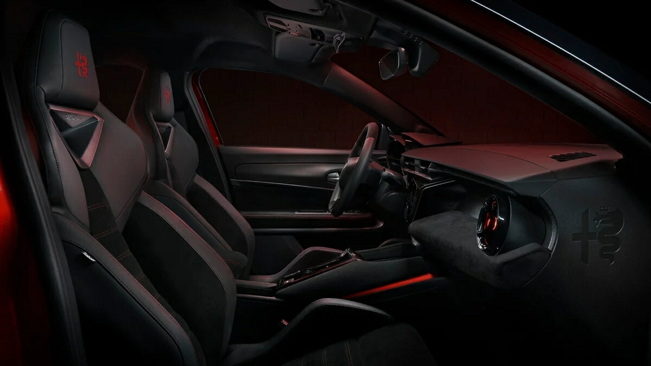 The Interior, Steering, Dashboard, And Central Console Of The Alfa Romeo Junior SUV