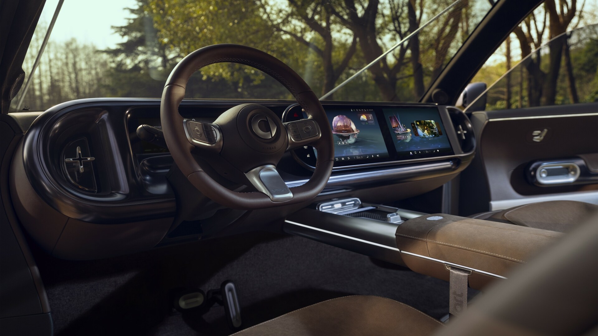 The Interior, Steering, Dashboard, And Central Console Of The New Smart Concept #5 (Credits Newsroom HQ Smart Automobile)