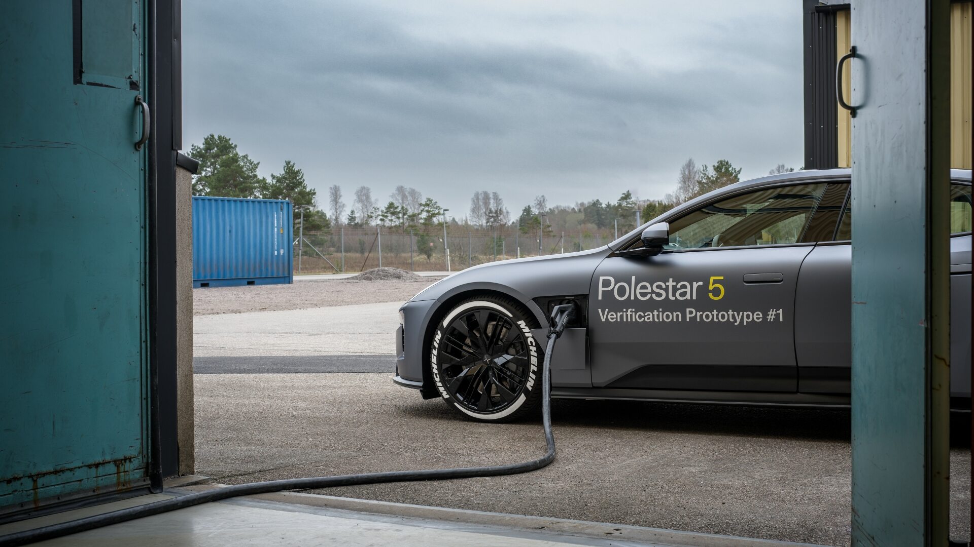 The Polestar 5 Verification Prototype #1 Connected To A Charging Cable (Credits Polestar Global Media Newsroom)