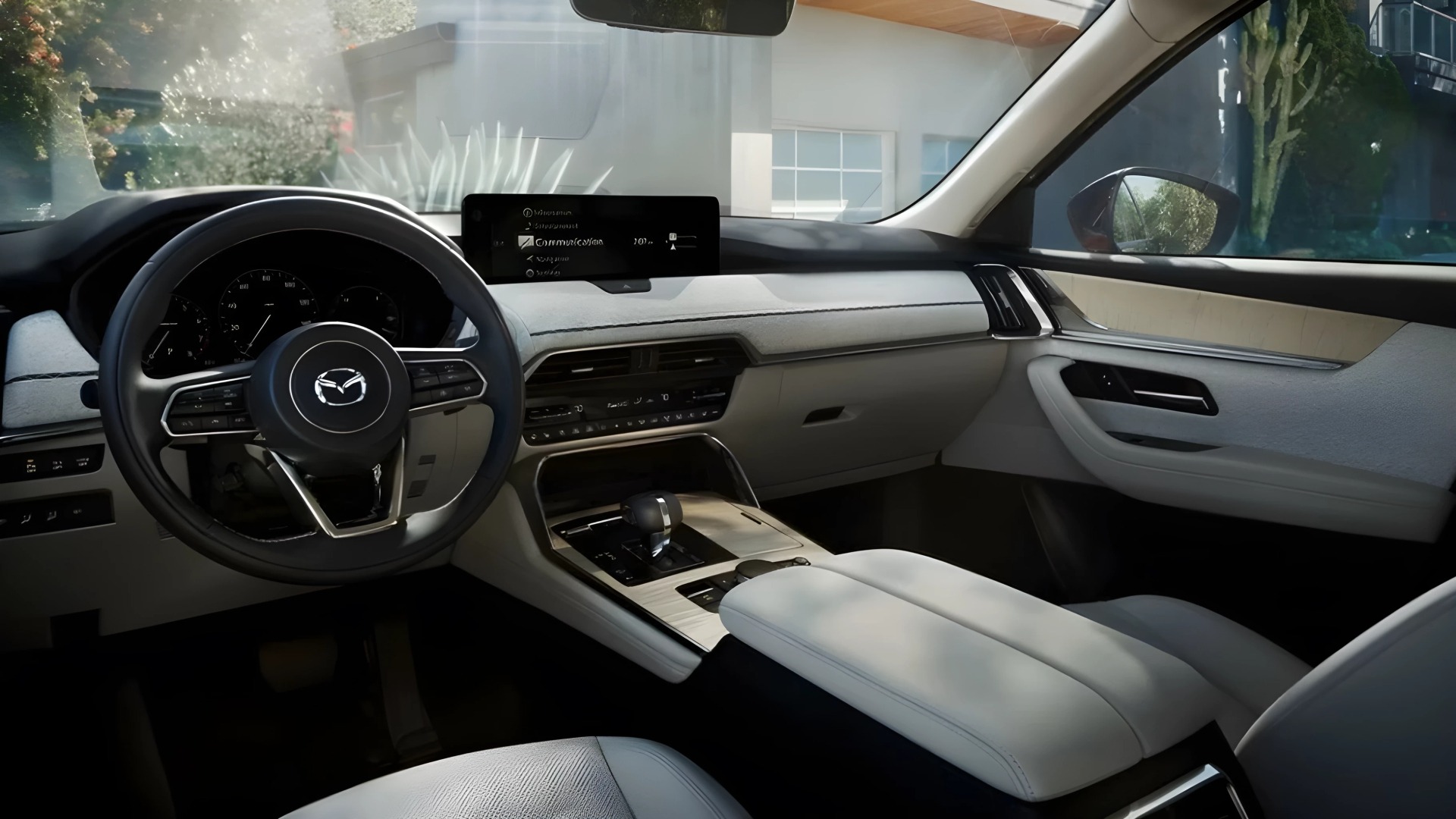 The Steering, Dashboard, And Central Console Of A Mazda CX-80 (Credits Mazda Newsroom)