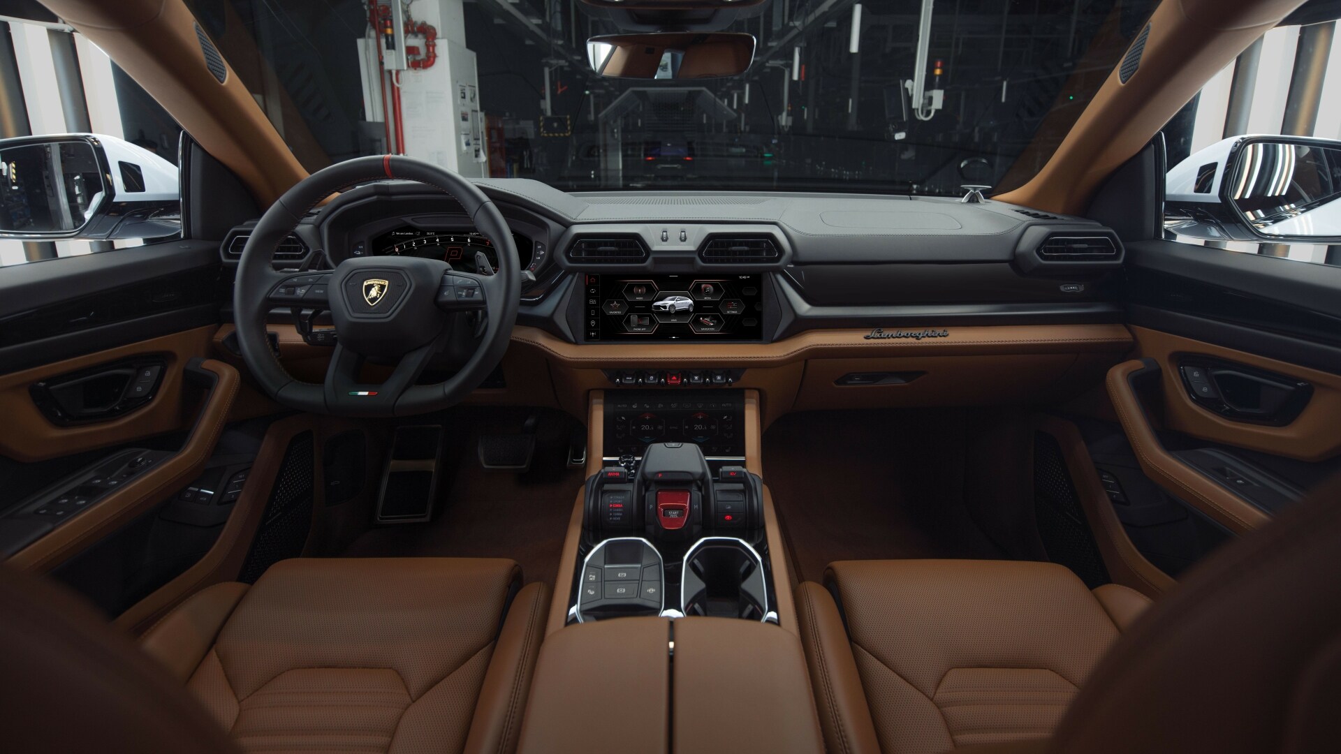 The Steering, Dashboard, And Central Console The New Lamborghini Urus SE - Interior Shade Terra Kedros (Credits Lamborghini Media Centre)
