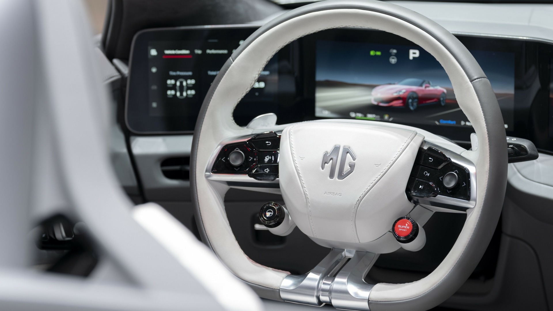 The Steering Wheel And Dashboard Of The New MG Cyberster (Credits: MG Newsroom)