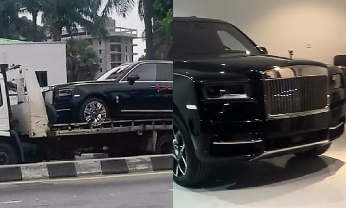 ₦800 Million Worth Rolls-Royce Cullinan Seen Enroute for Delivery in Lagos on Car Carrier