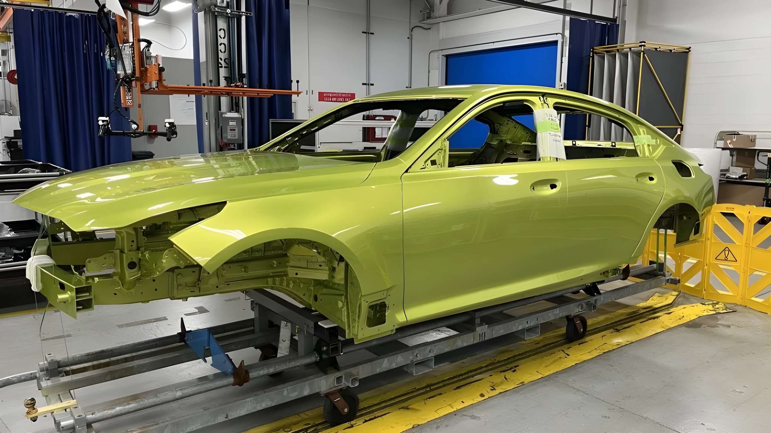 A Chartreuse Metallic Cadillac CT5-V Body At The GM Artisan Innovation Center In Warren