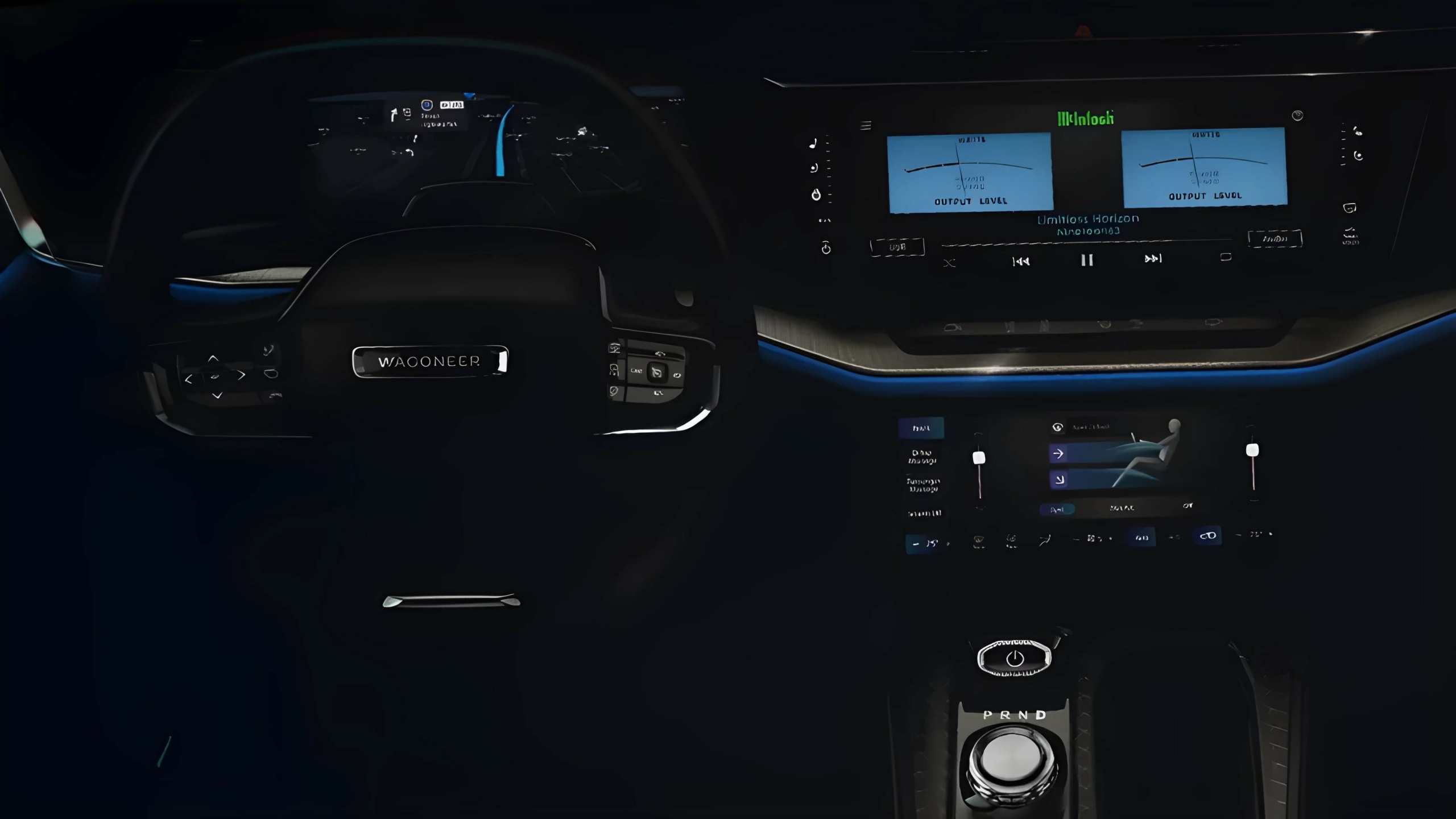 A Screen Grab Of The Steering Column, Dashboard, And Center Console Of The 2024 Jeep Wagoneer S From The Teaser Video