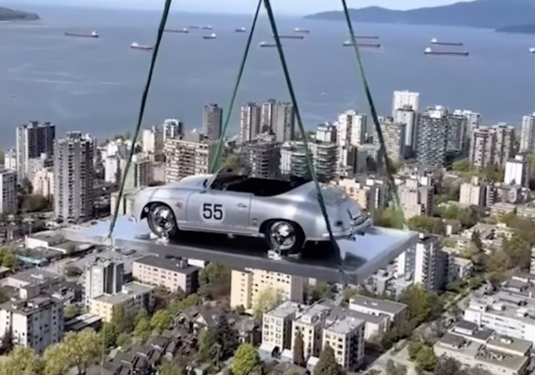 Iconic Porsche 356 Speedster Soars to Vancouver Penthouse in Spectacular Crane Lift