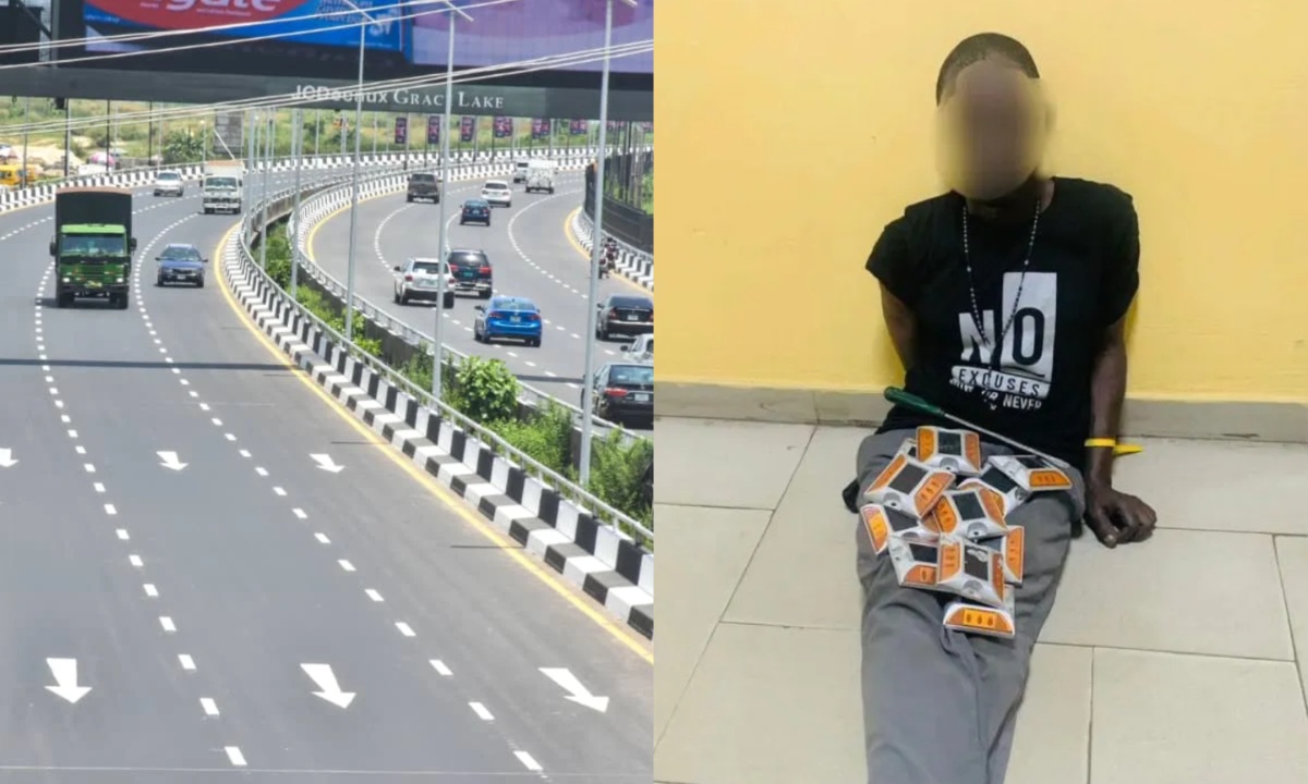 Lagos Government Catches Thief for Stealing New Road Lights on 3rd Mainland Bridge