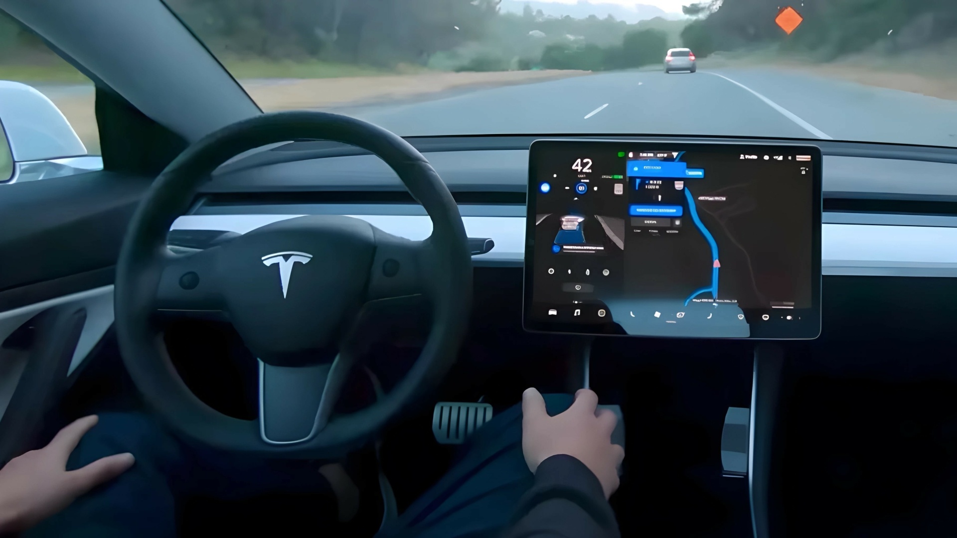 Tesla Full Self-Driving Mode In Action (Credits Tesla)