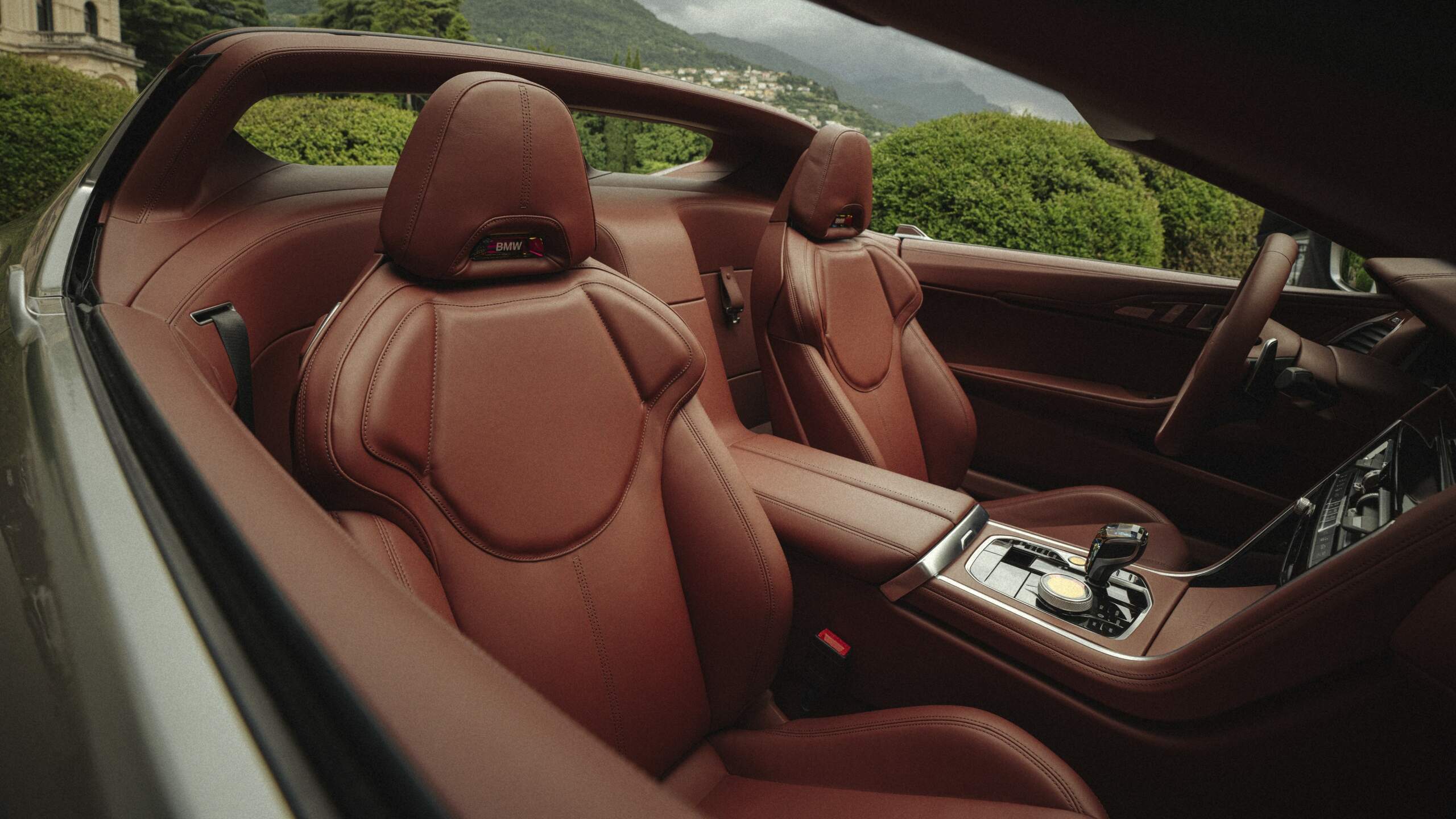 The Brogue-Style Leather Surfaces Interior Of The BMW Concept Skytop With Reddish-Brown Seats
