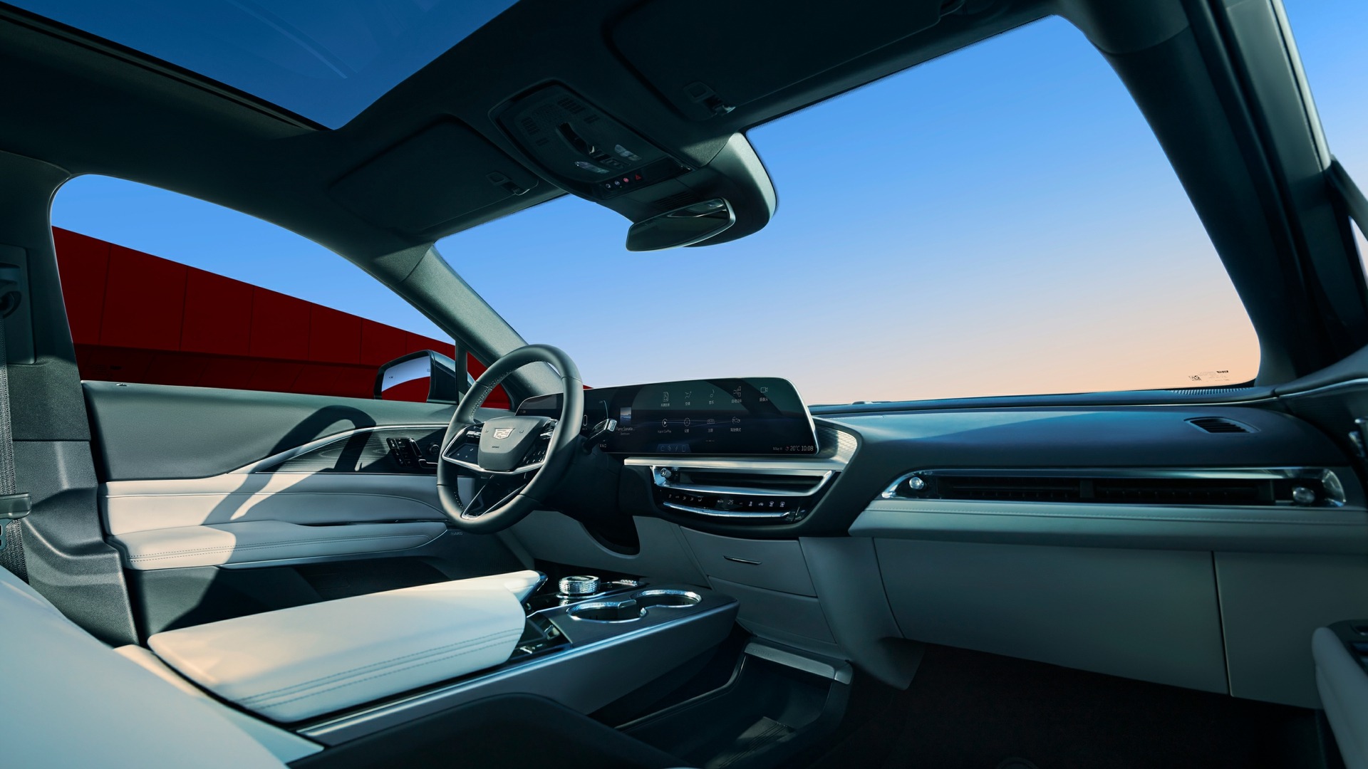 The Interior, Steering, And Central Console Of A Cadillac Optiq (Credits Cadillac Pressroom)