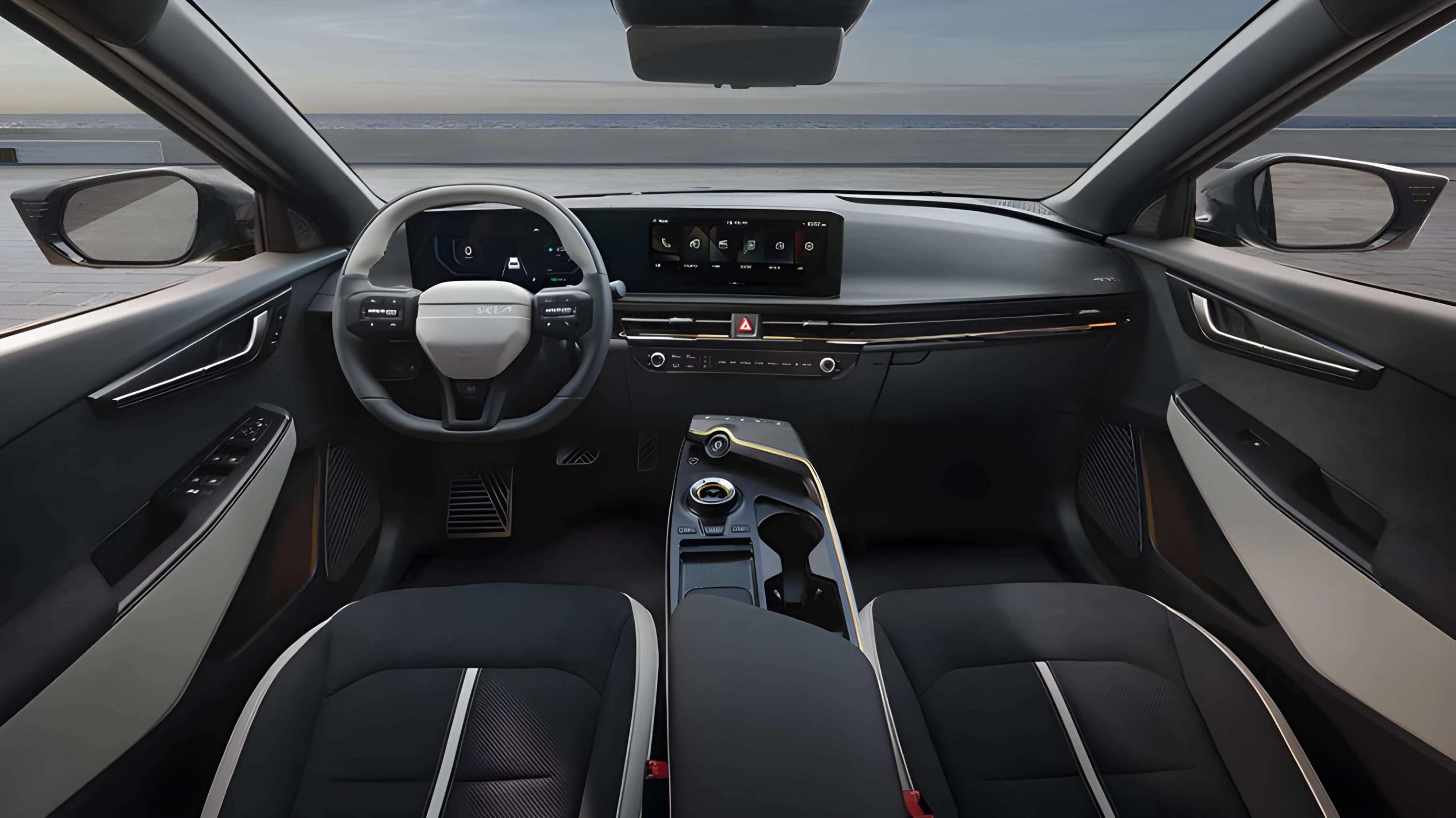 The Interior, Steering, Dashboard, And Central Console Of The New 2025 Kia EV6 Korean Spec Edition