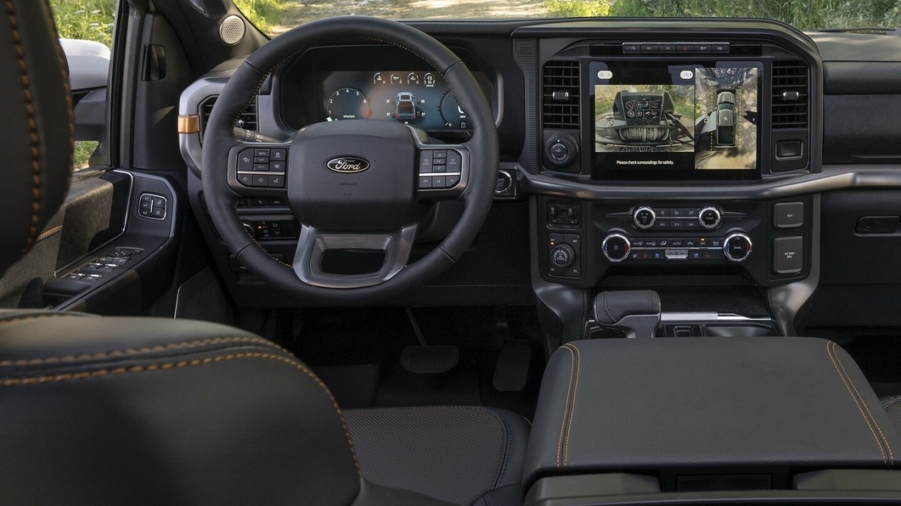 The Interior, Steering, Dashboard, And The 12 Inch Productivity Screen And 360 Camera System Of The 2024 Ford F-150 (Credits Ford)