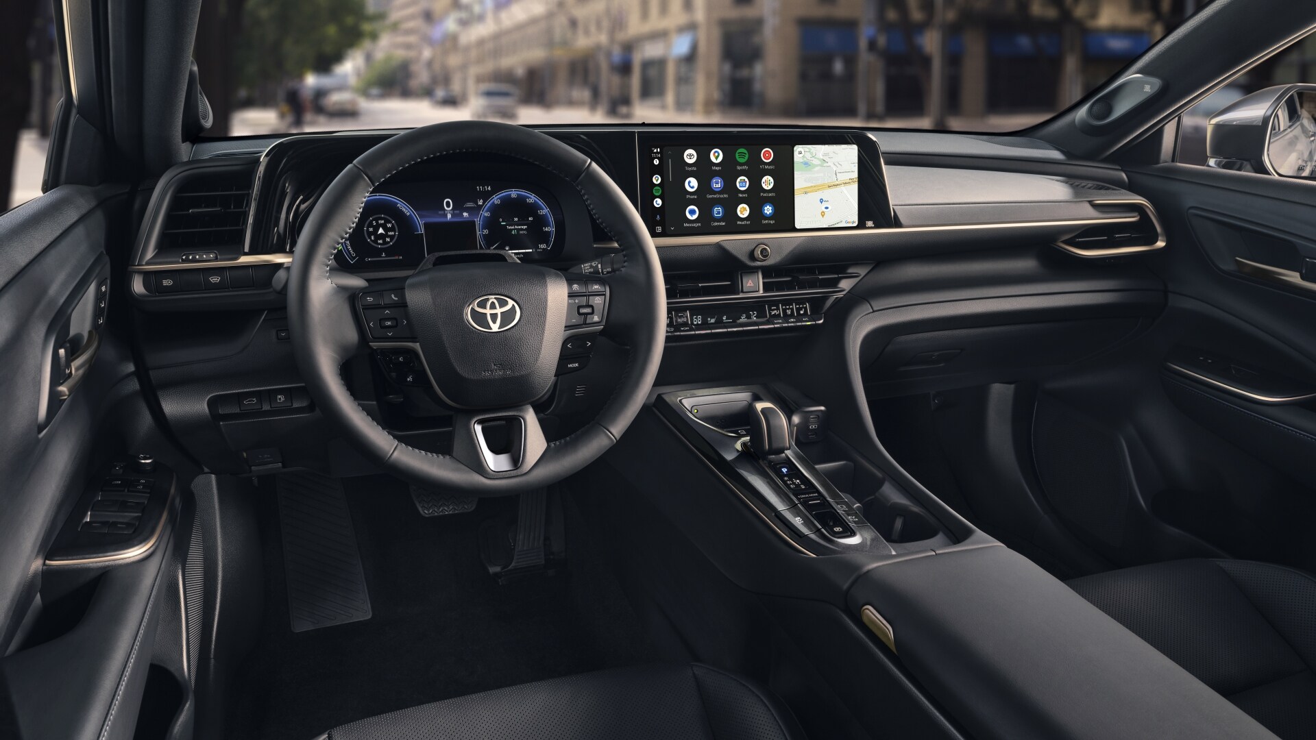 The Steering Wheel, Dashboard, And Central Console Of The 2025 Toyota Crown Nightshade (Credits Toyota Newsroom)